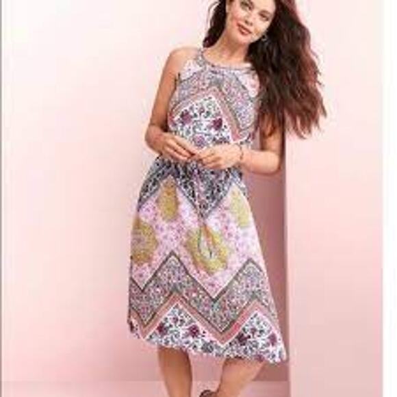 LOFT Petite Tapestry Halter Midi Dress Size SP - Picture 1 of 7